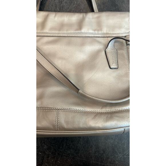 COACH Purse Leather Taylor Marin Flap Satchel Handbag Shoulder Bag Champ. Gold - Picture 11 of 16